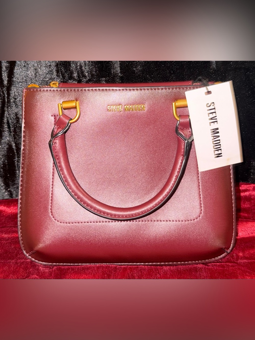 Steve Madden Bloodstone Faux-Leather Crossbody with Gold Accents